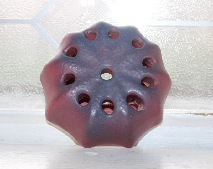 Vintage Van Briggle Pottery Mulberry Glaze Flower Frog Arranger