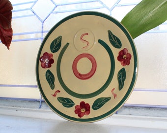 Watt Pottery Pansy Bullseye Snack Plate with Cup Ring Vintage 1950s