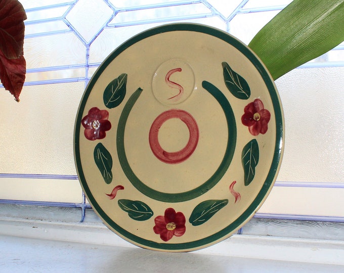 Watt Pottery Pansy Bullseye Snack Plate with Cup Ring Vintage 1950s