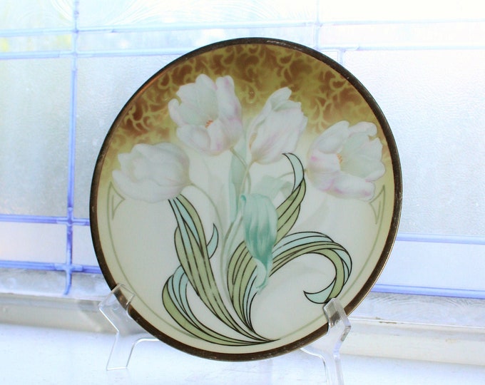 Antique Art Nouveau RS Germany Plate with Tulips