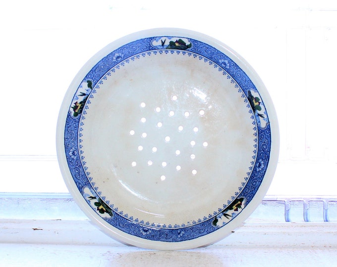 Antique 1910s Milton China Drainer Bowl Dish Home By The Sea Pattern