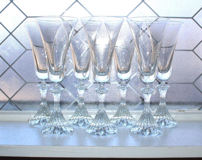 7 Vintage Mikasa Crystal Stratton Champagne Flutes