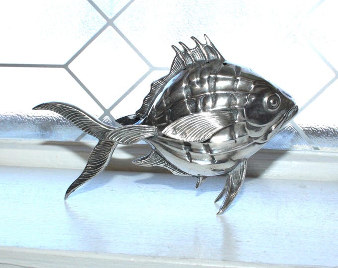 Vintage Spanish Silver 915 Cocktail Pick Holder Figural Fish