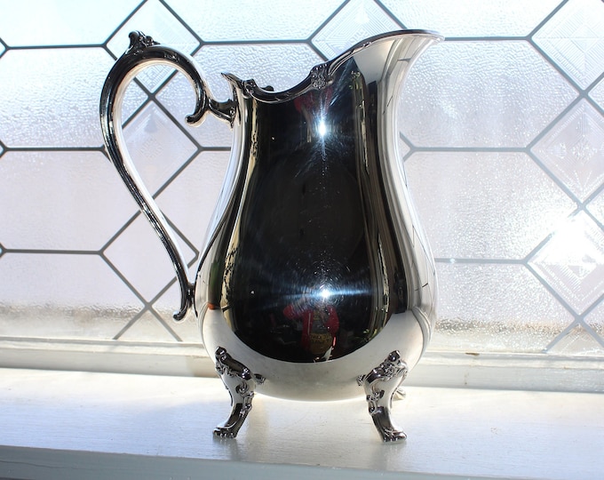 Vintage 1847 Rogers Bros Reflection Footed Silverplate Water Pitcher