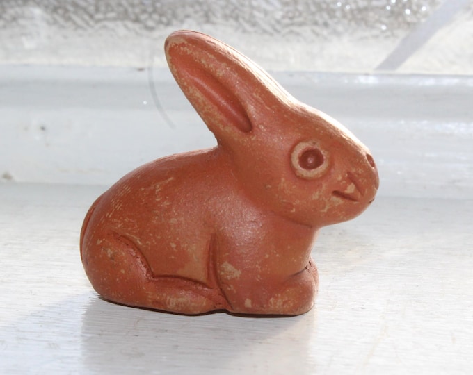 Antique 19th Century Terra Cotta Red Clay Rabbit Bunny Figurine Miniature