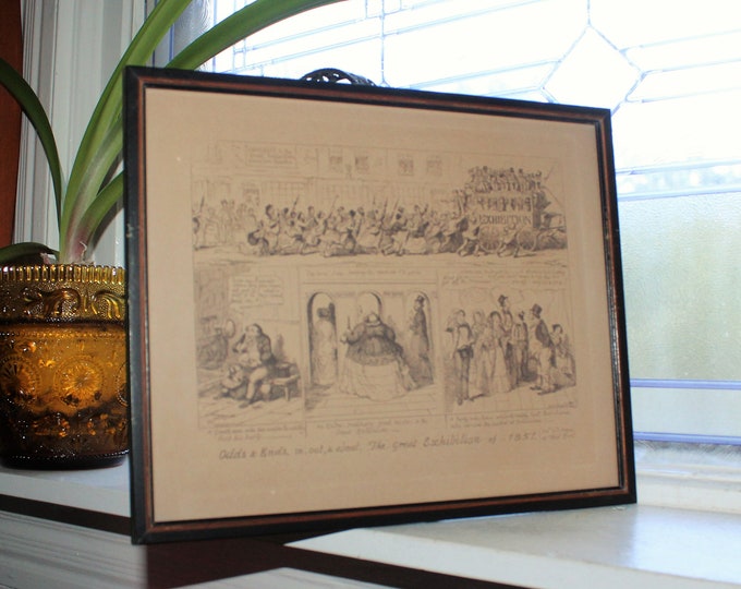 Antique Etching George Cruikshank Odds & Ends In Out and About The Great Exhibition of 1851