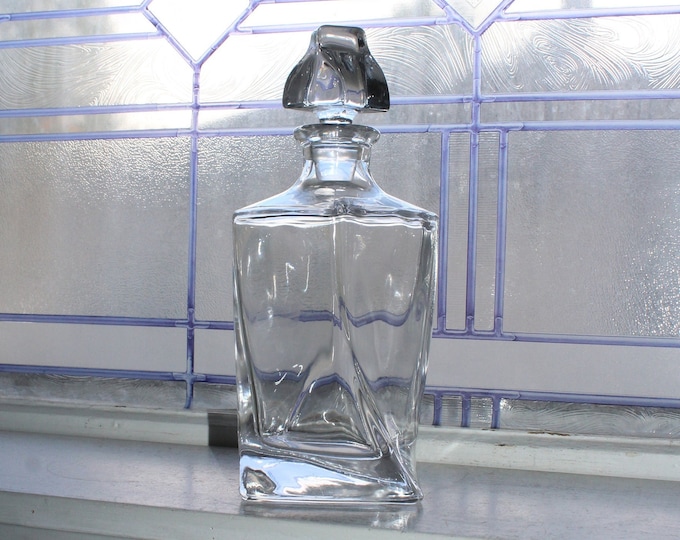 Vintage Crystal Liquor Decanter Modern Square Twist Style