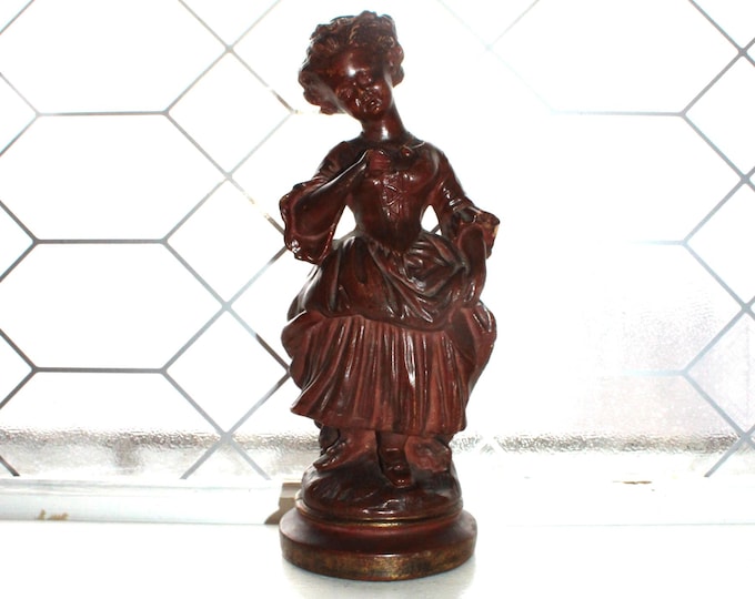 Antique Glazed Terra Cotta Statue of 18th Century Woman