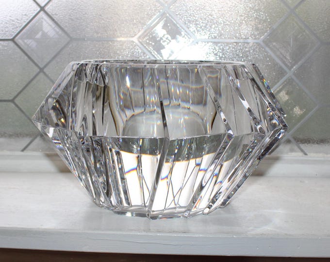 Large Orrefors Crystal Sigma Bowl Heavy and Gorgeous 10"