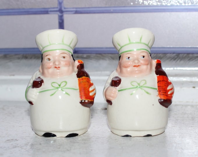 Vintage Salt and Pepper Shakers Fat Chefs