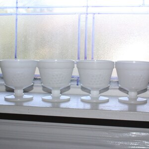 4 Vintage Milk Glass Sherbet Dishes Grapes Pattern
