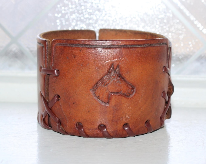 Vintage Libbey Bamco Western Lowball Rocks Glass Tooled Leather Sleeve