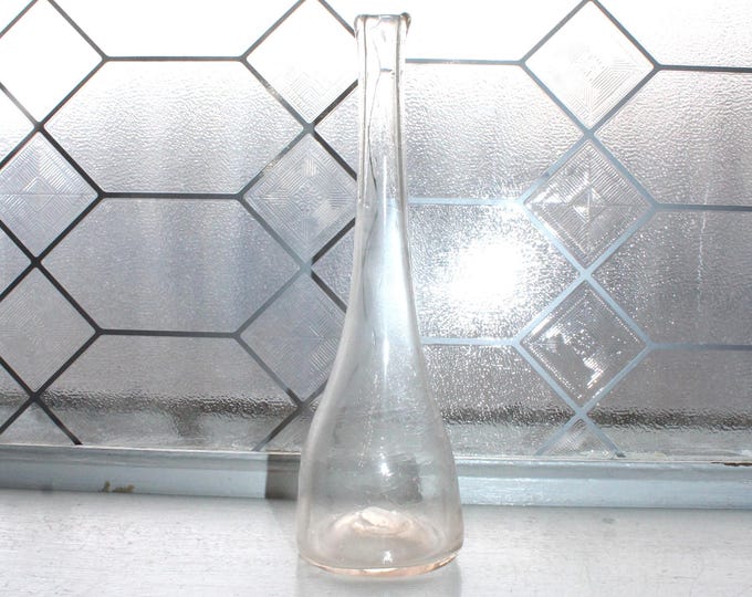 Studio Art Glass Clear Crackle Bud Vase by MJ Donnelly 1987