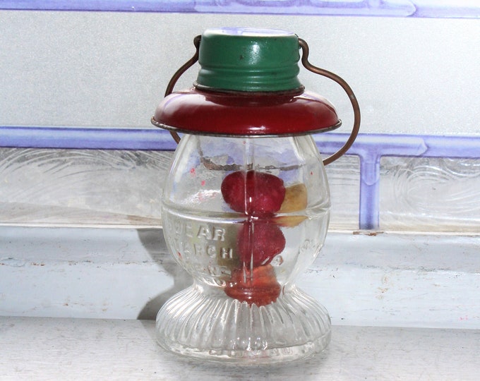 Glass Candy Container Lantern Vintage 1940s Toy