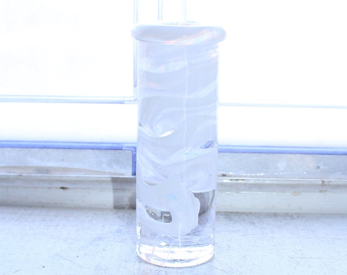 Kosta Boda White Candlestick Holder Vintage Art Glass