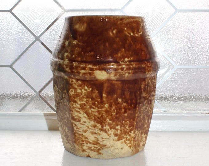 Antique Rockingham Brown Yellowware  Stoneware Canning Jar Wax Sealer 1800s