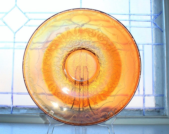 Vintage 1930s Madrid Marigold Depression Glass Console Bowl 11"