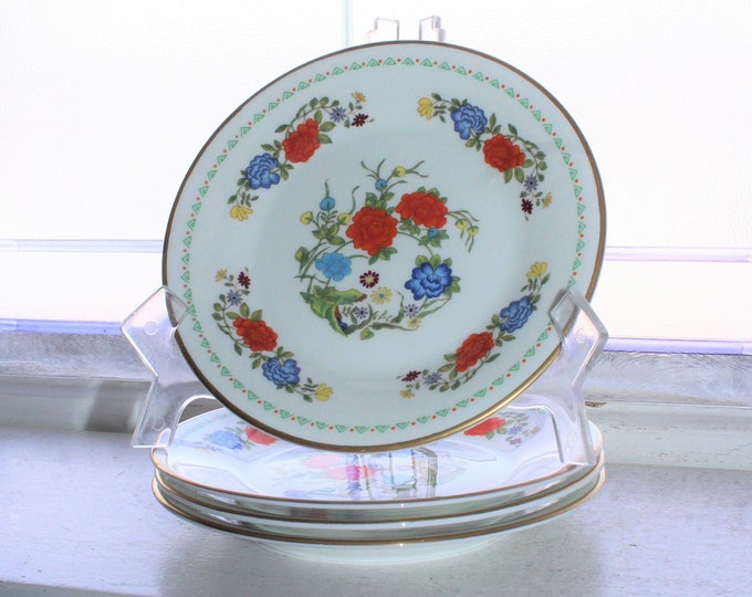 5 Vintage Aynsley Famille Rose Bread and Butter Plates