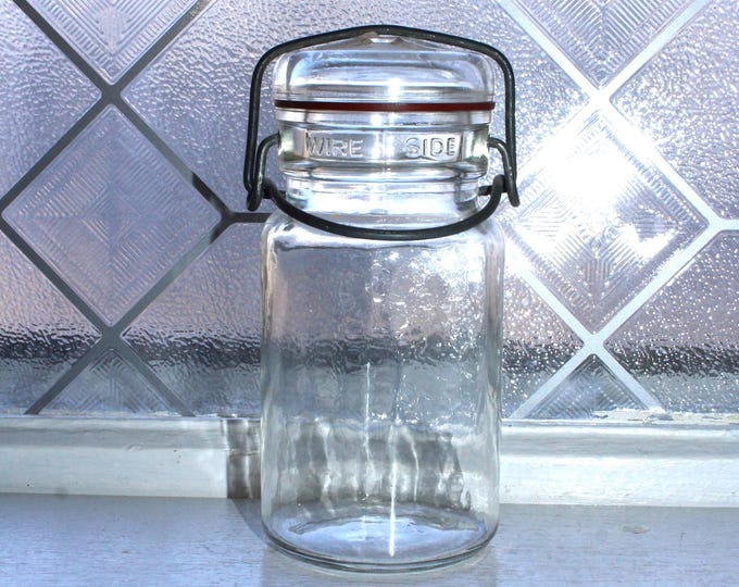 Vintage 1877 Half Pint Clear Jar Kearns Glass Company