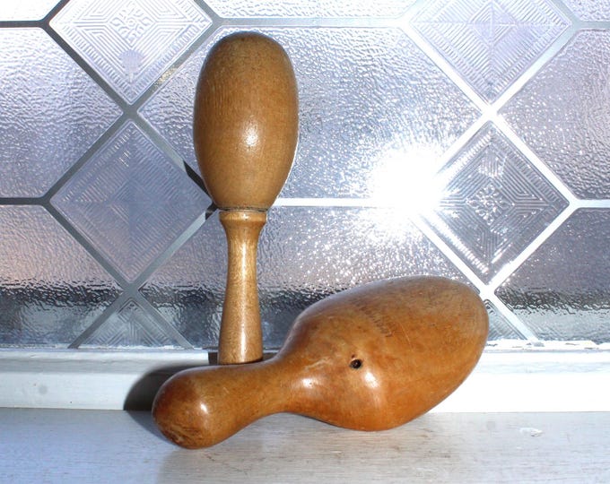 2 Antique Wooden Sock Darners Farmhouse Decor Granny Chic Grandmacore