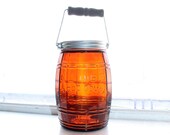 Vintage Globe Tobacco Jar Amber Brown Glass with Tin Lid