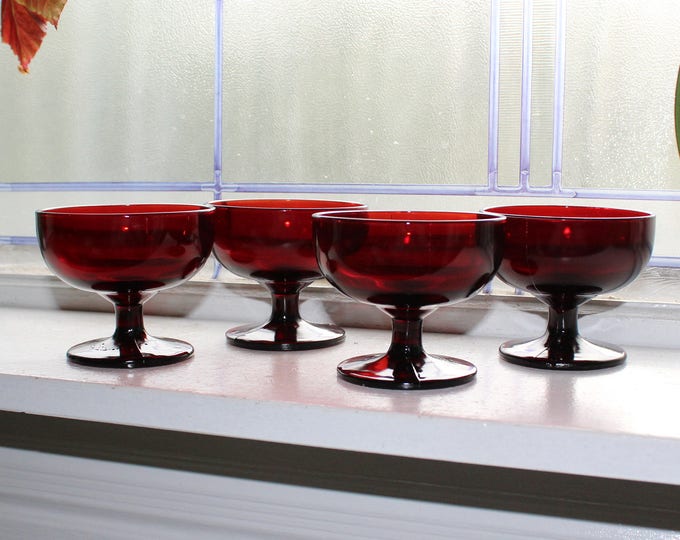 4 Royal Ruby Red Sherbets Vintage 1940s