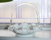 Vintage Fenton Glass Silver Crest Basket Art Glass