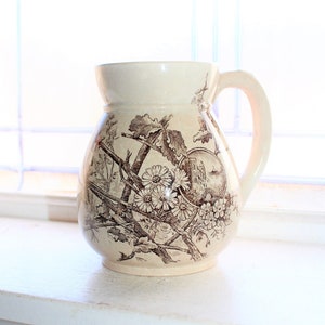 Antique Brown Transferware Mug 1800s Grosvenor W & H English Ironstone