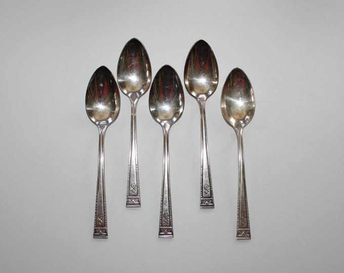 5 Vintage Silverplate Dessert Spoons