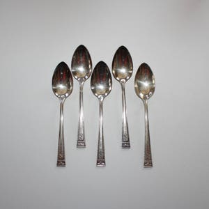 5 Vintage Silverplate Dessert Spoons