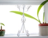 Vintage Plant Stand Scrolled Metal White Cottage Shabby Chic 1960s