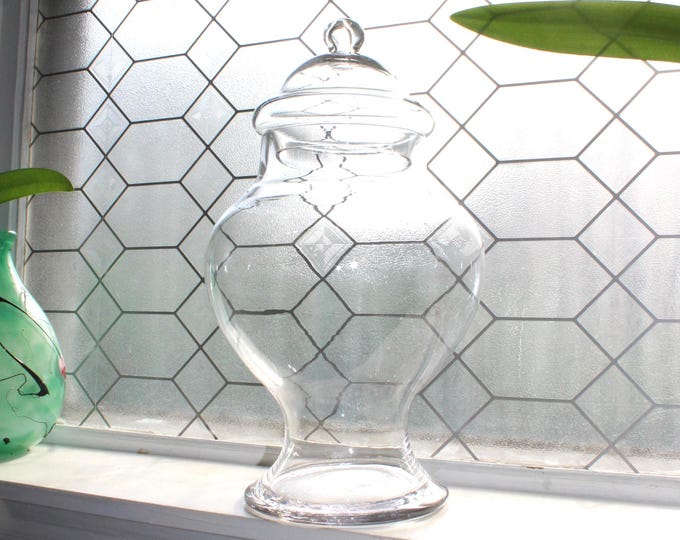 Large Vintage Clear Glass Bell Shaped Apothecary Jar 17"
