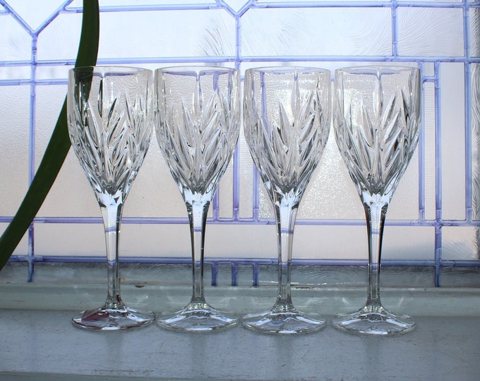 4 Vintage Gorham Crystal Star Blossom Wine or Water Goblets