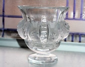 Vintage Lalique Crystal Dampierre Vase with Satin Birds and Vines
