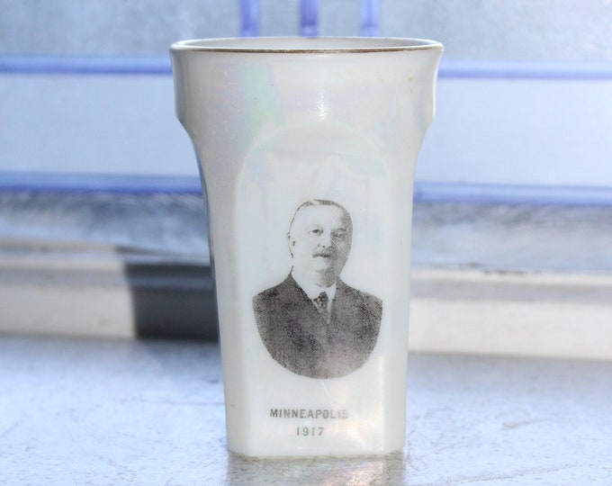 Antique Masonic Shriner Convention Souvenir Milk Glass Tumbler 1917