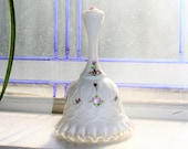 Fenton Glass Bell Spanish Lace Silver Crest Hand Painted Violets