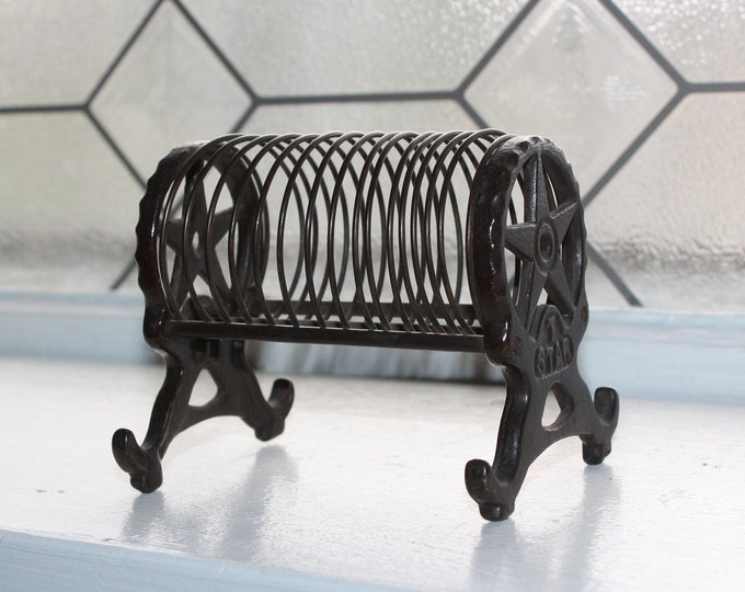 Antique 19th Century T Star Letter Holder Cast Iron and Wire