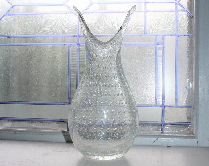Large Mid Century Controlled Bubble Glass Vase Adam Jablonski
