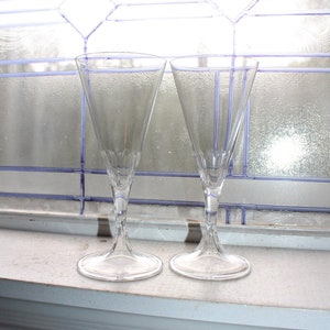 2 Vintage Lalique Villandry Wine Glasses Water Goblets 8 1/4&quot; Stemware