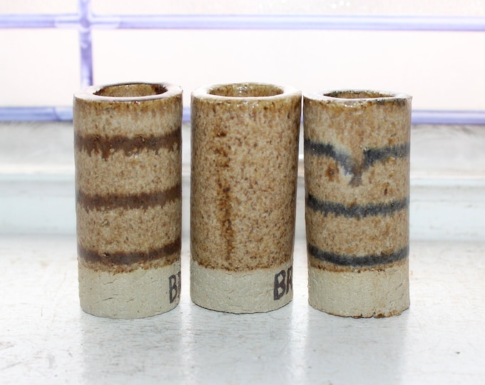 3 Vintage Pottery Glaze Sample Test Pieces Tubes Cylinders Napkin Ring