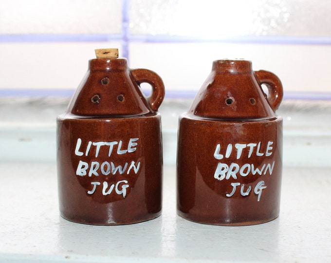 Vintage Little Brown Jug Salt and Pepper Shakers 1960s Kitsch