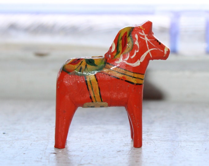 Vintage Swedish Dala Horse Hand Carved and Painted