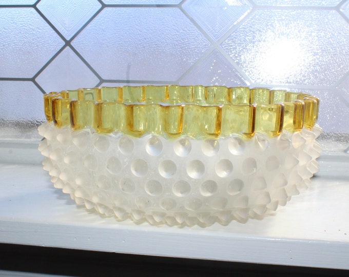 Antique Hobbs Brockunier Francis Ware Serving Bowl 1880s Hobnail Glass