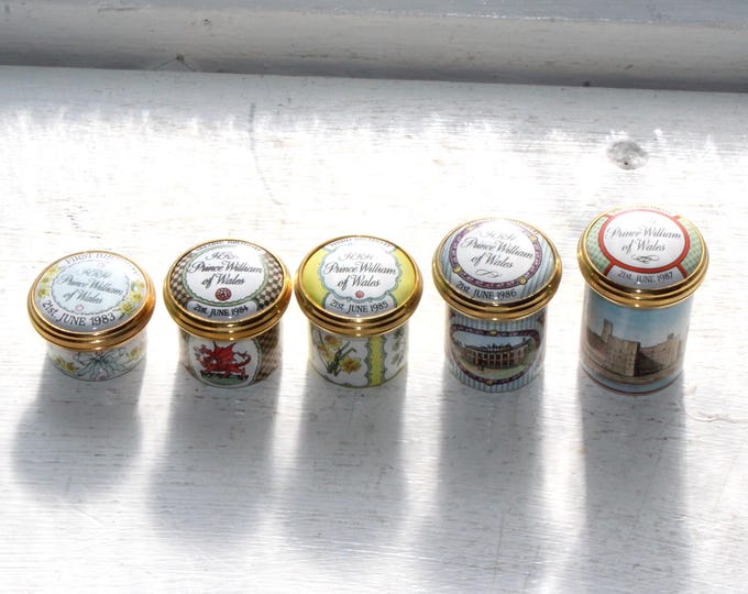5 Halcyon Days Enamel Boxes Prince William Birthdays 1st through 5th