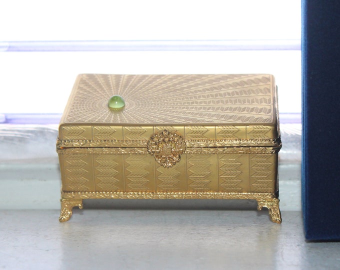 Faberge Footed Gold Romanov Double Eagle Jewelry Box & Original Box