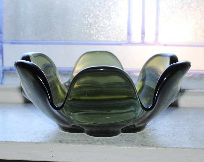 Retro Glass Bowl Candy Dish Vintage 1970s Mod