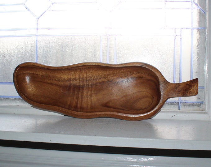 Large Teak Wood Leaf Tray