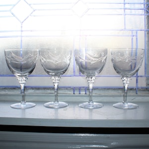 4 Tiffin Franciscan Greenbriar Wine Glasses Vintage 1950s