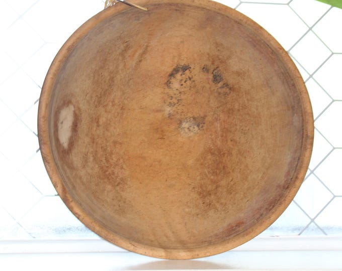 Large Antique Primitive Wood Bowl 15 3/4" Rustic Farmhouse Decor