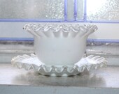 Vintage Fenton Silver Crest Mayo Dish Underplate Milk Glass